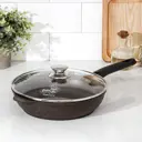 Сковорода Kukmara 5135163 24 см с крышкой и съемной ручкой алюминий литой цвет коричневый