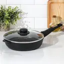 Сковорода Мечта 2461297 24 см с крышкой и съемной ручкой алюминий литой цвет черный