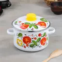 Кастрюля 3 л с крышкой Сибирские товары Каприче эмалированная сталь цвет белый