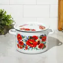 Кастрюля 4.5 л без крышки Стальэмаль Маки мечта эмалированная сталь цвет белый