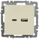 Розетка USB встраиваемая IEK Brite РЮ11-1-БрКр цвет бежевый