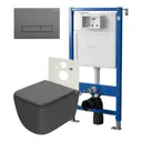 Комплект инсталляция с унитазом Point Pn48 PN48024GM цвет серый