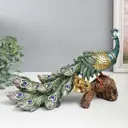 Сувенир "Павлин с зелёными перьями с золотой обводкой на коряге" 32x14x20.5 см