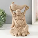 Сувенир Серебристый хотей в песочных одеждах с мешком песочный 12x14x22.5 см