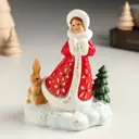 Сувенир "Снегурочка с зайчиком в лесу" 9.8x8x12.2 см