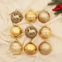 Набор елочных шаров Зимнее волшебство 6537041 ФБО Торжество грация 8 см пластик жёлтый/золотой 9 шт