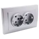 Розетка двойная встраиваемая Ovivo Mina 401-100300-907 с заземлением цвет серебро