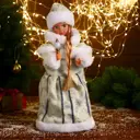 Фигура новогодняя Снегурочка Белая шубка 40 см с посохом