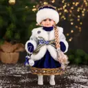 Декоративная фигура Зимнее волшебство Снегурочка в меховом жилете с брошами 32 см серебристо-синий