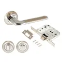 Ручка дверная на розетке Аллюр АРТ ПОЛО SN/CP+L7050S SN+BK-R1 SN (1582/S7050) мат.никель/хром Компл ручка и защ с фикс (20)