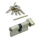 Цилиндровый механизм личинка Vettore ZN M80 ZC NI (35x45) для врезного замка входных и межкомнатных дверей 5 ключей никель