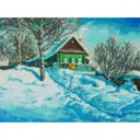 Алмазная мозаика на подрамнике Домик на горе 30x40 см