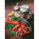 Алмазная мозаика на подрамнике Пиво и раки 30x40 см