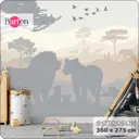 Фотообои бесшовные флизелиновые Bartonwall 350x275 см Джунгли Лев K260