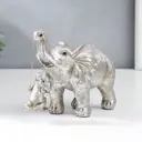 Сувенир "Слон качает слонёнка на качелях" серебро 14.5x8x18 см