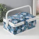 Шкатулка для рукоделия "Чёрно-белые цветы на голубом" 24x16x11 см