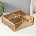 Шкатулка "Золотые лебеди" квадрат карамель 24x22x11 см