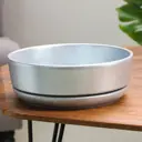 Горшок цветочный Металлик Simaland 24 см 8 см 2.6 л керамика серый/серебристый без автополива с блюдцем