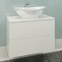 Тумба под раковину Orange Otto LMOt-75TuGLASS+G56 с раковиной и столешницей стекло подвесная 75 см, белый