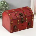 Шкатулка сундучок "Лев. С заклепками" коричнево-красная 16x15.5x22 см