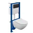Комплект инсталляция Cersanit Vector 64577 с унитазом Street Fusion Clean On безободковый с микролифтом клавиша Blick черная