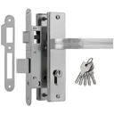 Замок врезной цилиндровый НОРА-М 706К комплект с ручками Хром 55 мм