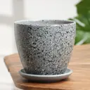 Горшок цветочный Рябь Simaland 15 см 13 см 1.4 л керамика серый/серебристый без автополива с блюдцем