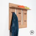 Настенная вешалка Моби 82x75x18.6 см 12 крючков цвет дуб крафт золотой