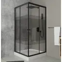 Душевой уголок квадратный BAUEDGE Stil pattern SB0016B 90x90x195, с поддоном 12.5 см, закаленное стекло толщиной 5 мм, черные профили, с сифоном