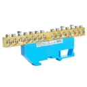 Шина N на изоляторе Stekker LD555-812-14 8x12 на DIN-рейку 14 выводов цвет синий