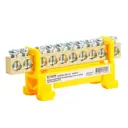 Шина PE на изоляторе Stekker LD556-69-10 6x9 тип стойка на DIN-рейку 10 выводов цвет желтый