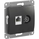 Розетка двойная для ТВ и компьютера встраиваемая Schneider electric Glossa GSL000789 RJ45 цвет антрацит