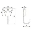 Крючок мебельный WM-CROWN 3.80x8.80x5 см нагрузка до 5 кг корона цвет розовый