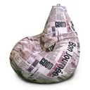 Кресло-мешок Bean joy Газета XxXXL 100x140x100 см цвет бело-черный