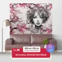 Фотообои флизелиновые Первое ателье 200x150 см Портрет девушки на фоне цветущей сакуры