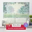 Фотообои флизелиновые Первое ателье 200x125 см Два фламинго в туманном лесу pw94462-2