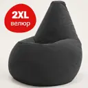 Кресло-мешок Bean Joy XXL велюр 85x125x85 см цвет черный
