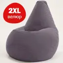 Кресло-мешок Bean Joy XXL велюр 85x125x85 см цвет антрацит