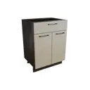 Напольный шкаф с 2 дверцами и ящиком Атласный Серый 60x81.60x47.80 см фасад МДФ светло-серый каркас ЛДСП серый дуб Сурская мебель