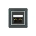 Розетка компьютерная двойная встраиваемая Aling-conel Prestige 614.212 RJ45 Cat 5e UTP цвет графитовый/серый