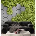 Фотообои флизелиновые Dekor vinil Серые 3d соты с зеленью 300x270 см 9242dv