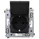 Розетка встраиваемая Dkc Avanti 4412013 с заземлением цвет черный матовый