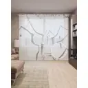 Тюль Joyarty на шторной ленте Теневые дома 310x265 см рисунок природный цвет черный