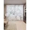Тюль Joyarty на шторной ленте Танцующий осьминог 310x265 см рисунок природный цвет черный