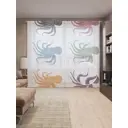 Тюль Joyarty на шторной ленте Радужные кальмары 310x265 см рисунок природный цвет черный