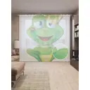 Тюль Joyarty на шторной ленте Зацелованная лягушка 310x265 см цвет зеленый