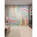 Тюль на шторной ленте Радужная спираль 310x265 см цвет красный