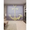 Тюль Joyarty на шторной ленте Золотой якорь 310x265 см рисунок природный цвет фиолетовый