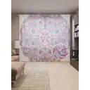 Тюль Joyarty на шторной ленте Цветочный орнамент 310x265 см рисунок вензель цвет бордовый