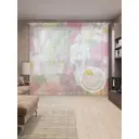 Тюль Joyarty на шторной ленте Цветочная картина 310x265 см рисунок растительный цвет розовый